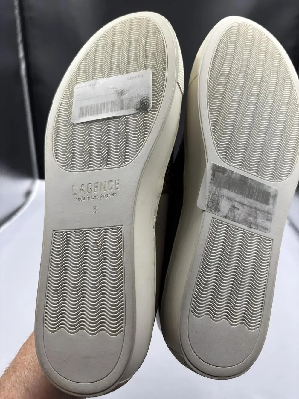 L'AGENCE Skate Shoe Embossed Womens EU 38 US 8 Beige Leather Slip On SS15-01